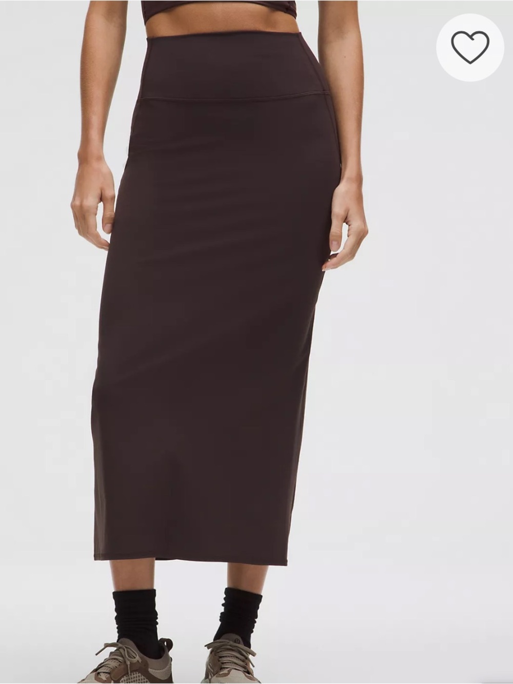 Sleek High-Waist Midi Skirt in Dark Brown